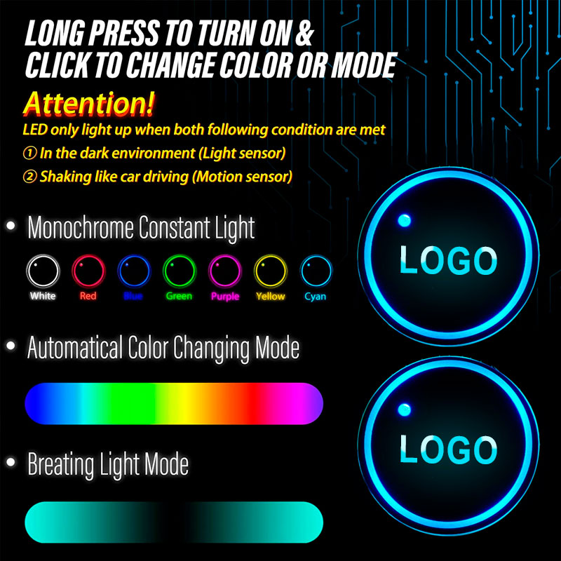 Car Colorful Ambient Light Coaster